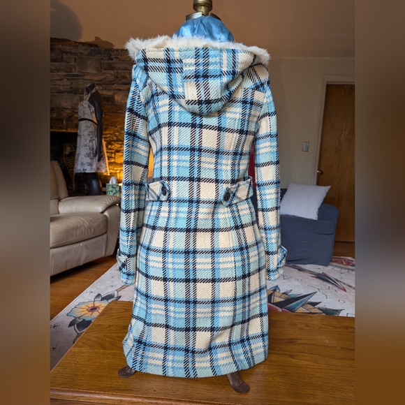 Blue plaid wool winter coat. Etam Weekend girl - Picture 2 of 8